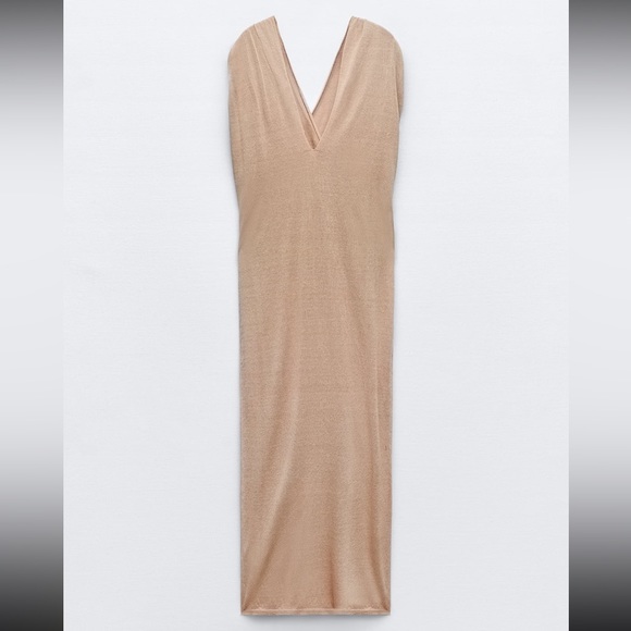 Zara knit neutral ruched detail long dress tunic - Picture 10 of 12